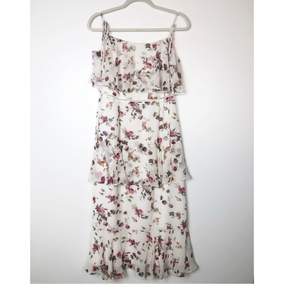 WAYF floral ruffle midi dress - Picture 2 of 5